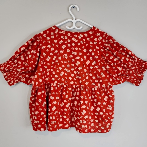 Madewell Floral Swiss Dot Puff Sleeve Top Sz. XXL - Picture 5 of 8